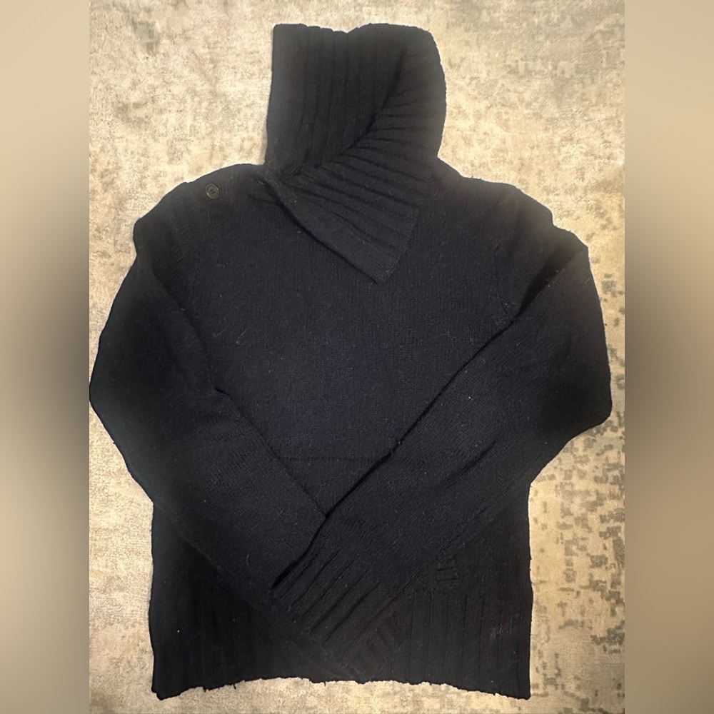 J. Crew Dark Navy folded Turtleneck Sweater - small - alpaca / lamb wool / nylon